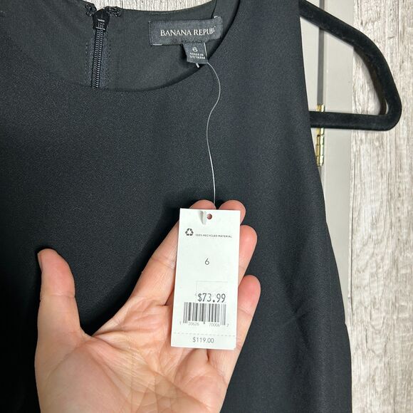 Banana Republic Dress 6 Black Color Short Ruffle Sleeveless NEW - Picture 5 of 7